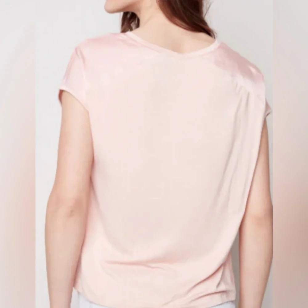 Charile B short sleeves mixed fabric top Blouse NWT